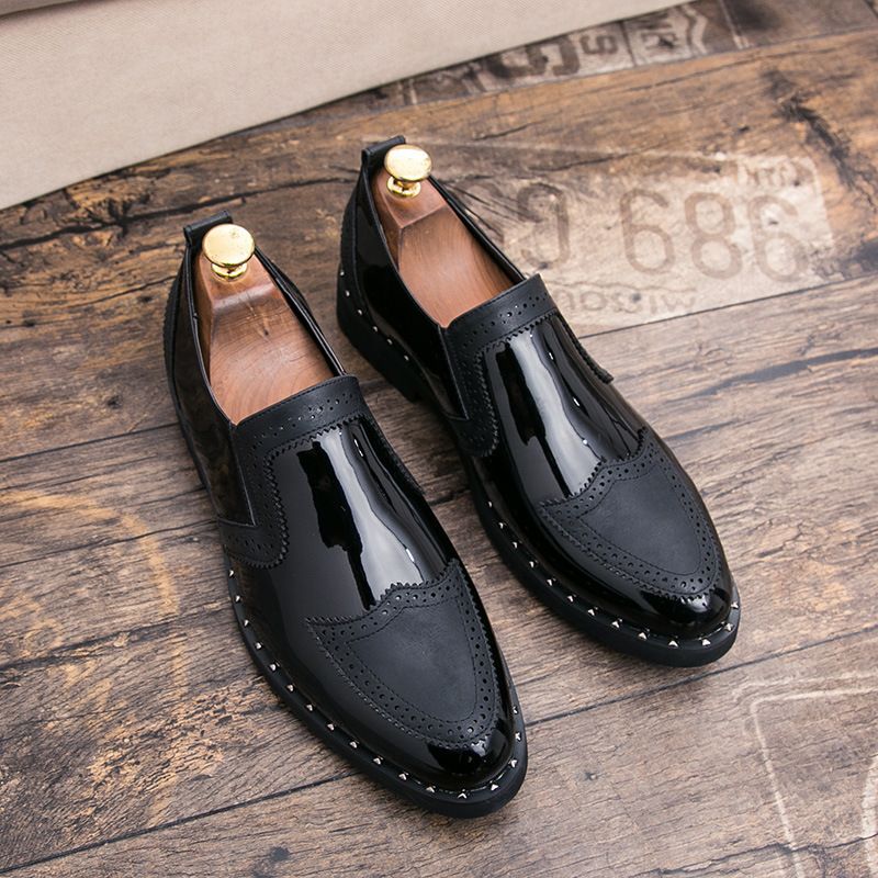 Four Seasons Hairstylist Casual für Männer Spitz Leder Britischen Stil Herrenschuhe_voghion.com