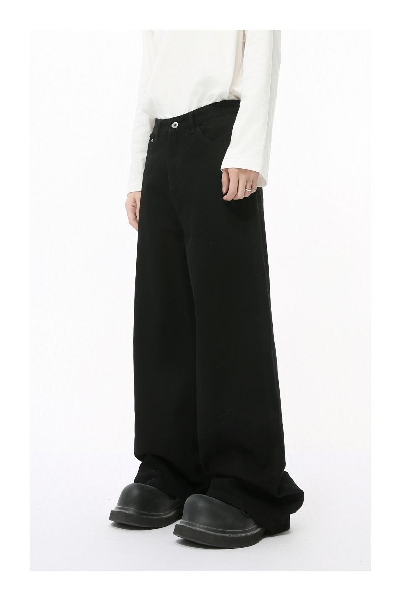 Men's Clothing Autumn New Arrivals Korean Distressed White Wide leg Straight Jeans Trend_voghion.com