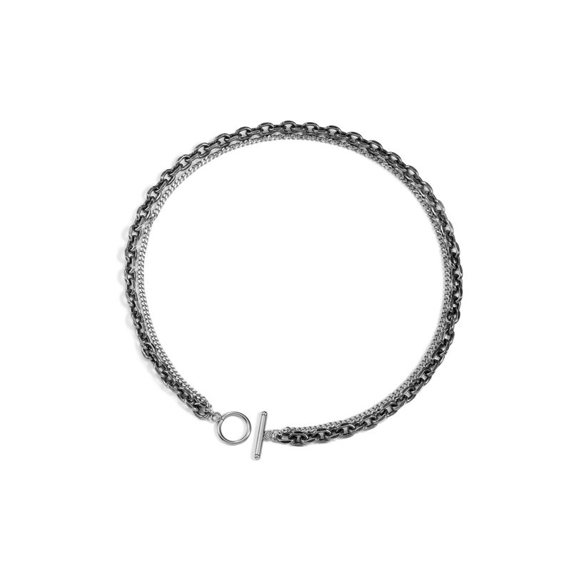 Ins Nuovo marchio di moda di design di nicchia Vecchio One Line Buckle Clavicola Collana Doppio strato Design Semplice Catena al collo (maschio)_voghion.com