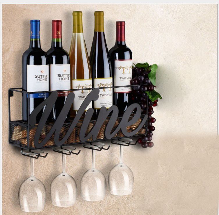 Tiebohui Letter Wine Rack Goblet Hanger Iron Hanging Wall Wine Rack Wine Rack Wall Hanging Wine Rack_voghion.com