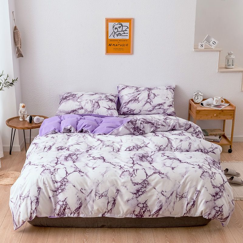 Luxury Marble Print Duvet Cover Set - 3/4 Piece Brushed Polyester Bedding With Pillowcases Minimalist Solid Color Design For Queen/King Size_voghion.com