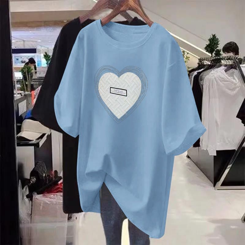 Ženska oblačila Poletje Plus Size Ženska oblačila Srednje in dolge ozke nove 300 Catties Topi Debela dekleta Modna majica s kratkimi rokavi, ki pokriva meso_voghion.com