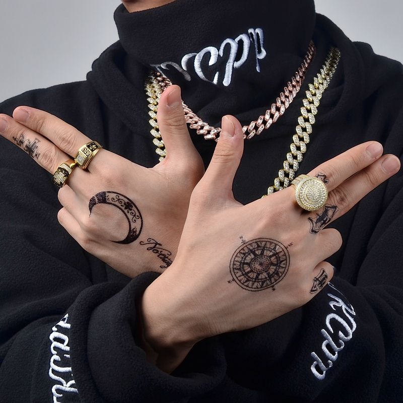 Anello cubano da uomo, hip hop, in argento 925 placcato oro, zircone, gioielli europei e americani personalizzati, transfrontalieri_voghion.com