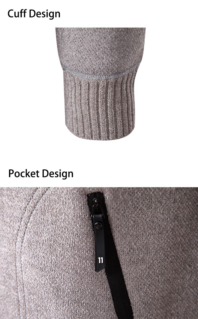 Suéter con capucha y forro polar para hombre - Chaqueta de punto de invierno (negro/carbón/azul marino/marrón/gris claro, M-3XL)_voghion.com