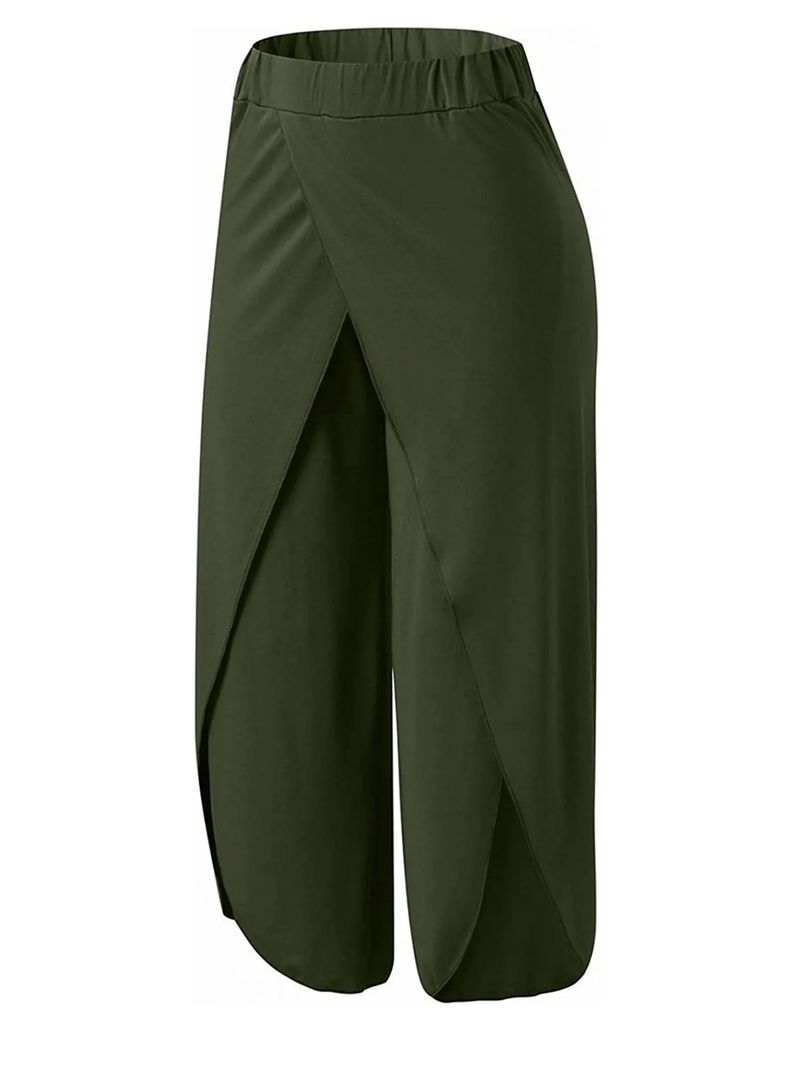 Pantalon Boho ample à jambes larges et ample pour femme Y2K, couleur unie, fente haute, fluide, mode décontractée, tendance, offre spéciale_voghion.com