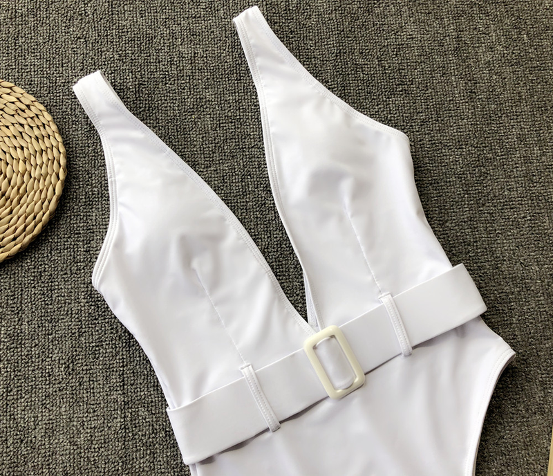 Traje de baño de una pieza para mujer, bikini de una pieza con hebilla y cinturón con estampado de leopardo_voghion.com