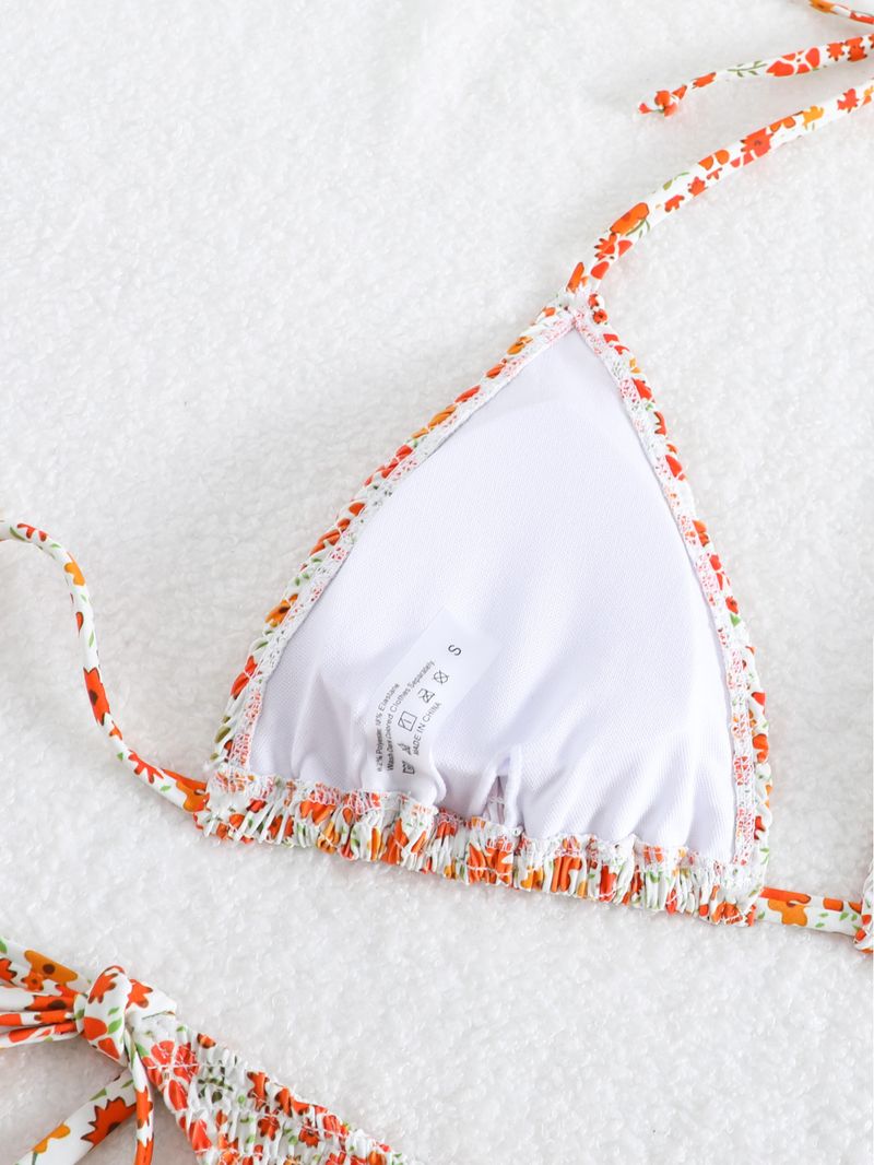 Bikini multicolore con scollo all'americana e stampa a inchiostro sexy da donna_voghion.com