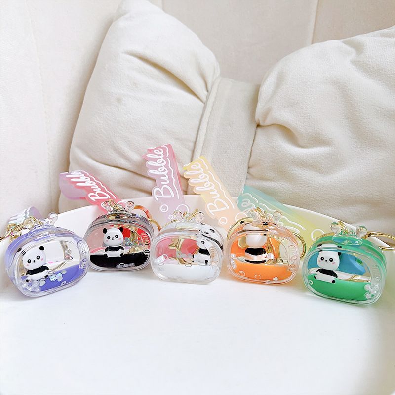 Floating Doll Panda Exquisite Quicksand Keychain Package Pendant Paw Machine Gift_voghion.com