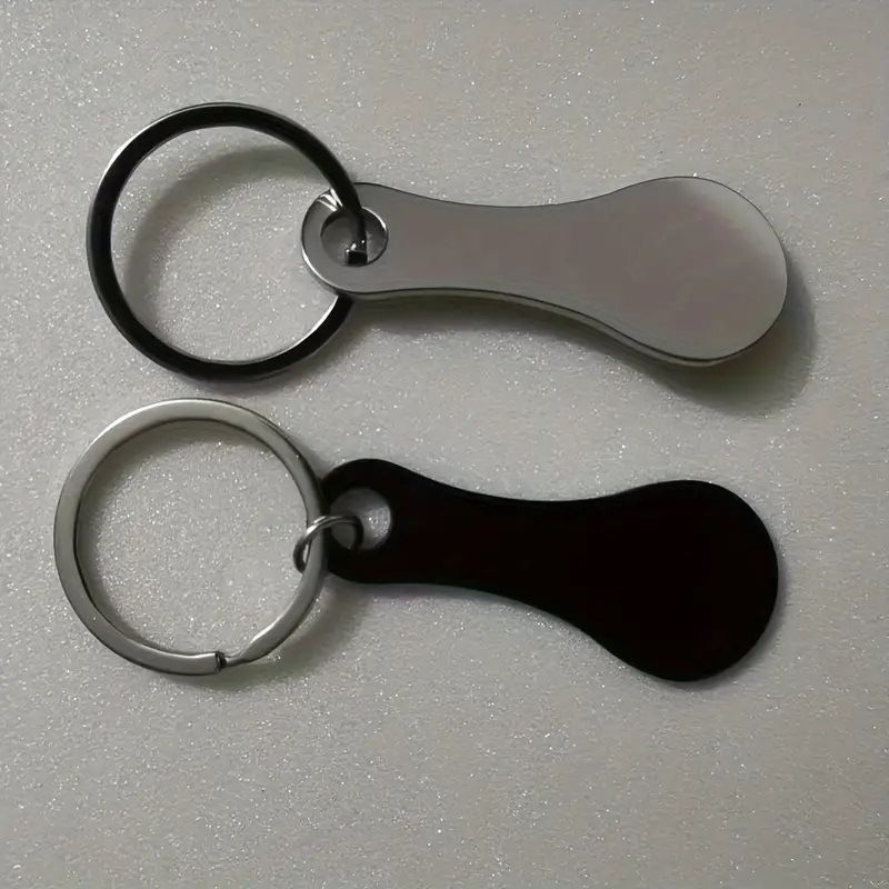 Metal Shopping Cart Token Keychain – Modern & Durable Keyring For Supermarket Trolleys (Black/Silver, Model MG0013)_voghion.com
