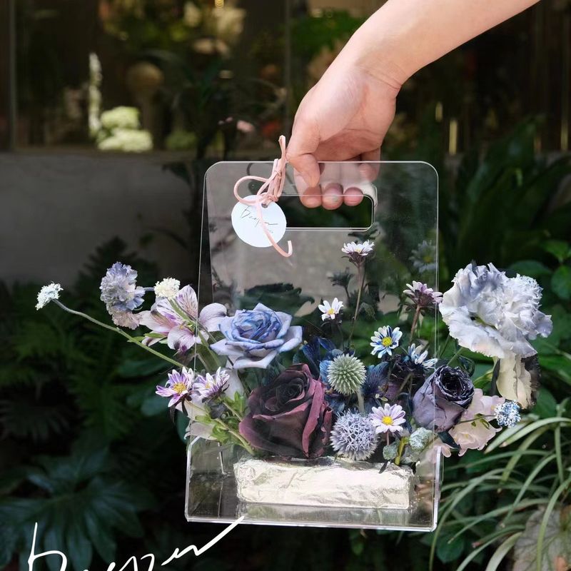 Confezione regalo per San Valentino, compleanno, compleanno, confezione regalo per fiori, confezione regalo eterna, confezione regalo portatile Fresh 520 in acrilico ad alta trasparenza._voghion.com