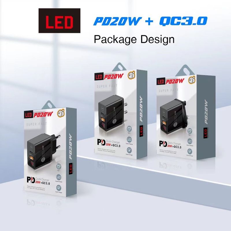 Mūzikas festivāls PD20W QC3.0USB+PD Type-C digitālā mobilā telefona lādētājs, galva, ātrās uzlādes adapteris_voghion.com