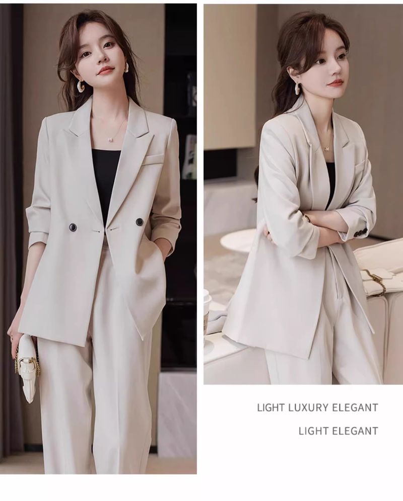 Schwarzer Anzug-Set für Damen, High-End-Feeling, 2025, neuer Frühling und Herbst, lässig, elegant, professionell, formeller Damenblazer_voghion.com