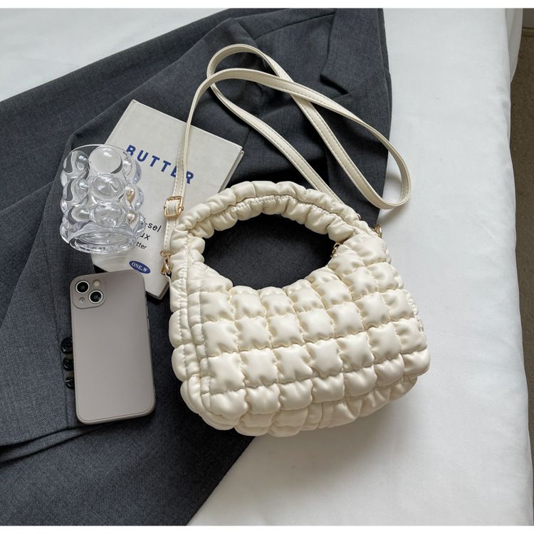 Folding cloud handb, puff PU crossbody b, 2024 new personalized design, single shoulder trendy and stylish women's_voghion.com