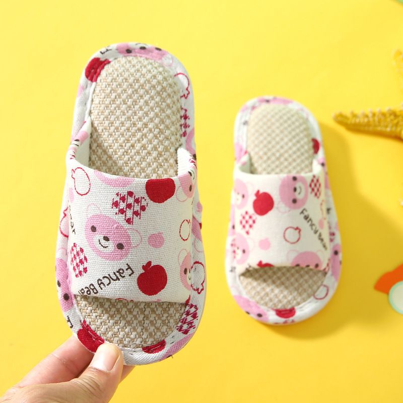Nuove pantofole in lino per bambini, per la famiglia di tre genitori e figli, per interni ed esterni, primavera/estate, con cartoni animati per l'asilo_voghion.com