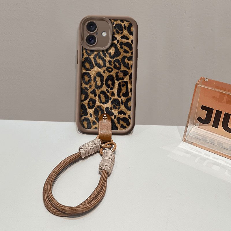 Etui na nadgarstek z łańcuszkiem na nadgarstek do Xiaomi Poco X7 Redmi Note 14 Pro Plus z nadrukiem w panterkę, odporne na wstrząsy, pasek na telefon_voghion.com