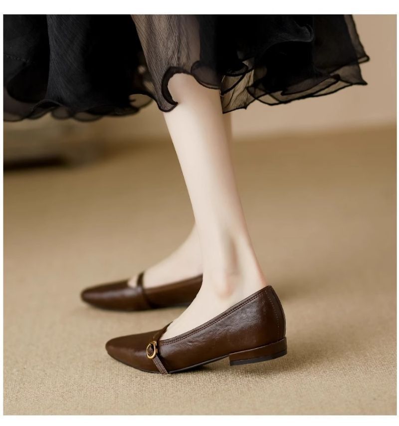 Fashion Mary Jane For Women, Flat 2025 Spring New High Sense Brown Soft Sole Shallow Mouth Women's Shoes, Low Heel_voghion.com
