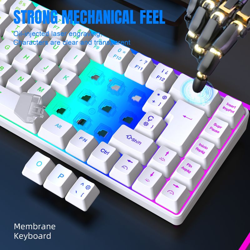 Tastiera da gioco cablata retroilluminata RGB a 69 tasti in spagnolo/inglese in offerta speciale, design compatto al 68%, un gadget indispensabile per chi lavora in ufficio e_voghion.com