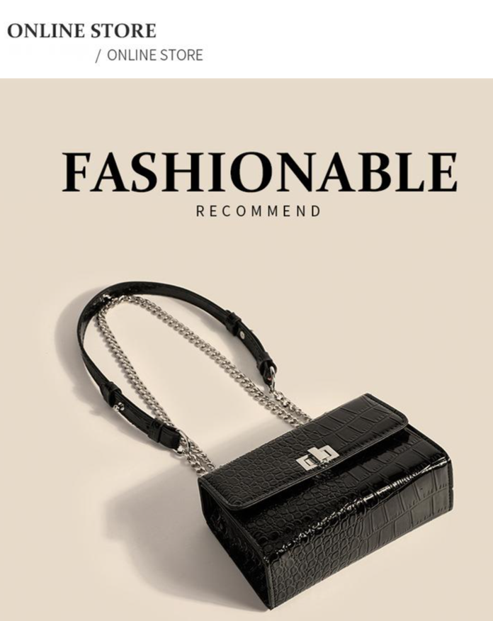 Borsa a tracolla singola quadrata piccola in tinta unita con motivo a coccodrillo avanzato, modello ascellare 2024, estate, nuova da donna_voghion.com