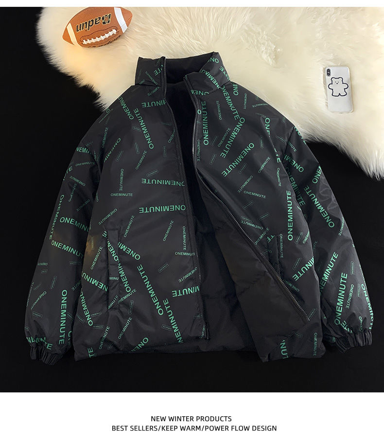 Double sided cotton jacket warmth keeping trendy brand new outerwear couples, unisex stand collar for autumn and_voghion.com