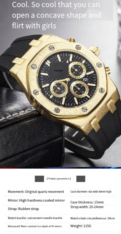 Orologio da uomo al quarzo con quadrante grande, sportivo, multifunzionale, per attività all'aperto e per il tempo libero, marchio svizzero_voghion.com