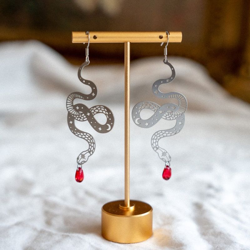 Earrings Blood Venom Ruby Snake Earrings_voghion.com