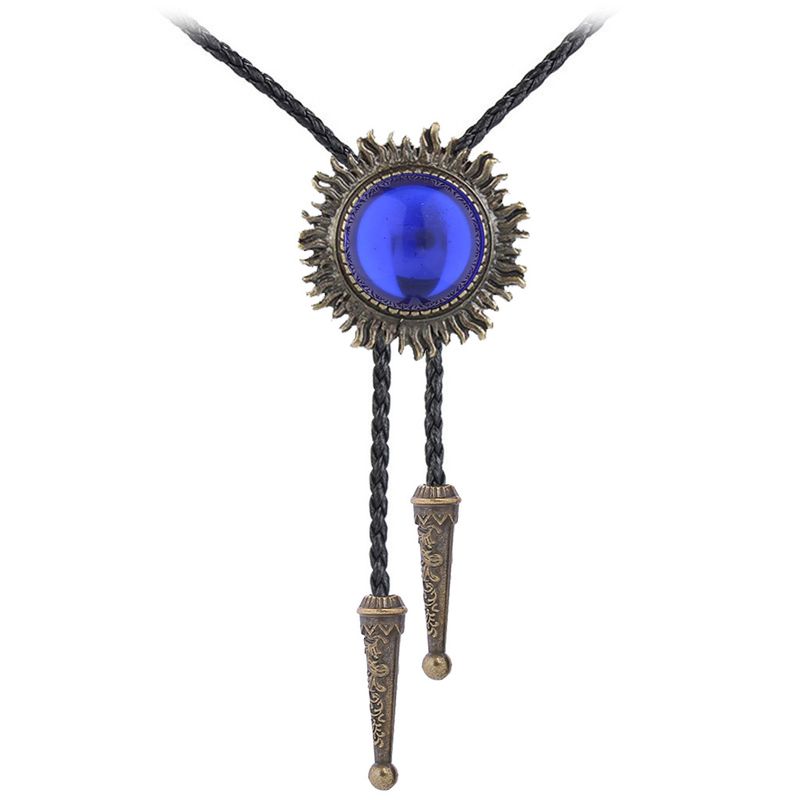 Cravatta Bolo da uomo con cinturino in pelle e motivo a sole, stile western americano, da cowboy_voghion.com