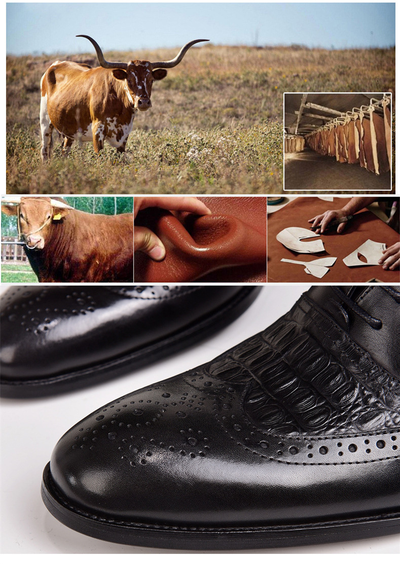 Orff Footwear Cross-border Neues Produkt 2023 Brock Oxford Herren Distressed Retro Lederschuhe Krokodilmuster Lederschuhe Große Größe_voghion.com