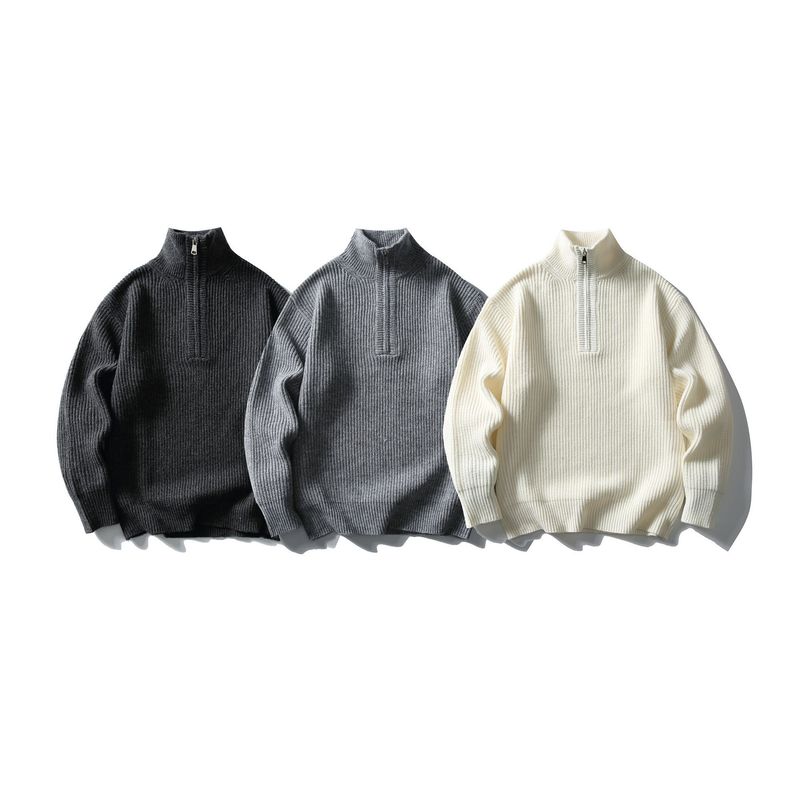 Maglione con collo alto e mezza zip 2025 per uomo, stile casual, base pullover, maglieria autunnale e invernale_voghion.com