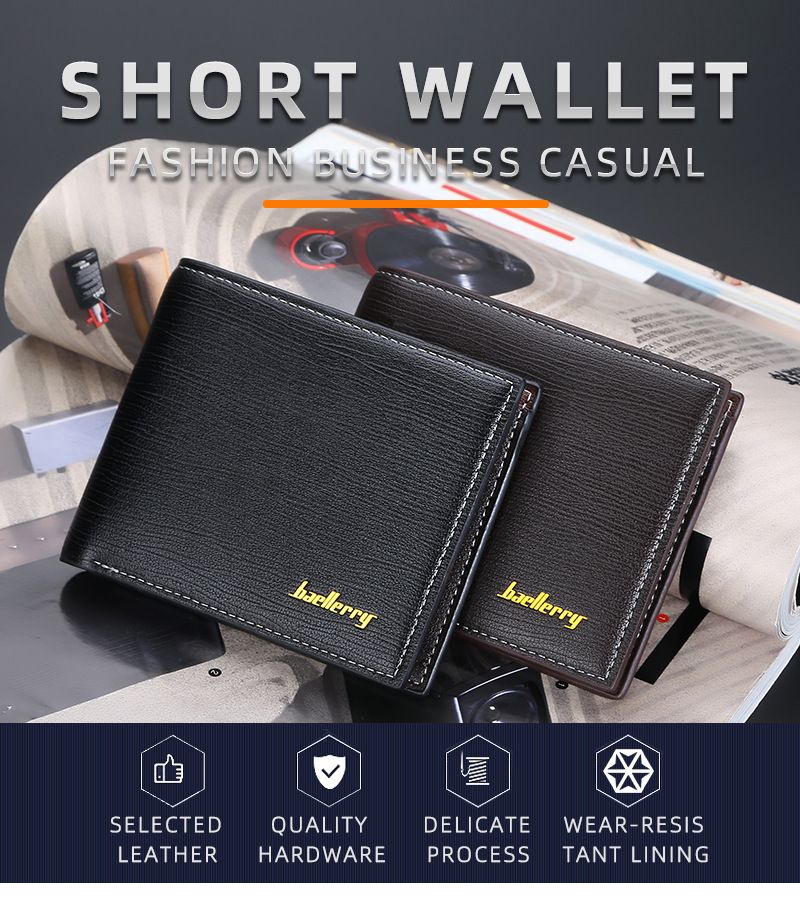 BAELLERRY nueva cartera corta para hombre horizontal con ranura para múltiples tarjetas clip abierto para billetes cartera informal al por mayor_voghion.com
