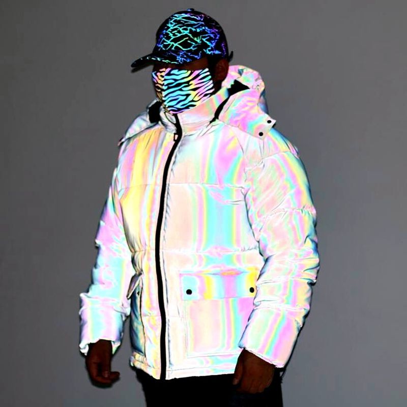 Abbigliamento maschile Moda Vestiti colorati in cotone riflettente Abiti da lavoro da uomo Giacca in cotone Taglie grandi Con cappuccio Cotone di seta Cotone Cotone Cotone_voghion.com