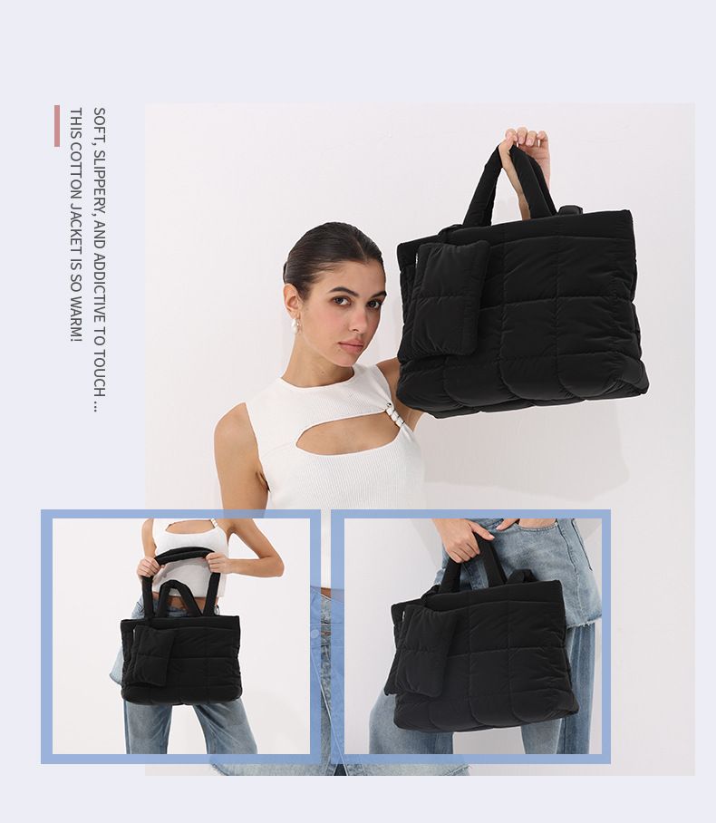 Quilted Puffer Tote Bag For Women - Large Capacity Soft Cloud Shoulder Bag With Nylon Exterior, Lightweight & Stylish Handbag For Travel & Daily Use_voghion.com