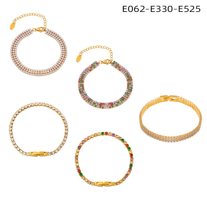 Women's Jewelry Personalized Fashion Color Full Diamond Bracelet Micro Inlaid Claw Grasping Zircon Light Luxury Titanium Steel Gold Plated Jewelry_voghion.com