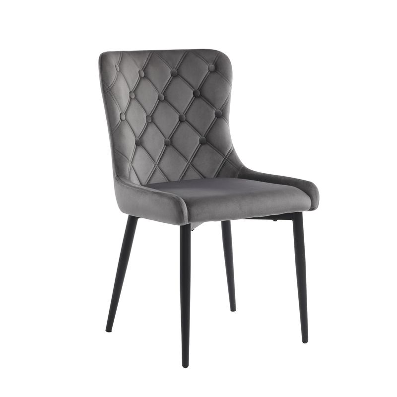 6er Set Samt Esszimmerstühle Mit Metallbeinen, Dunkelgrau_voghion.com