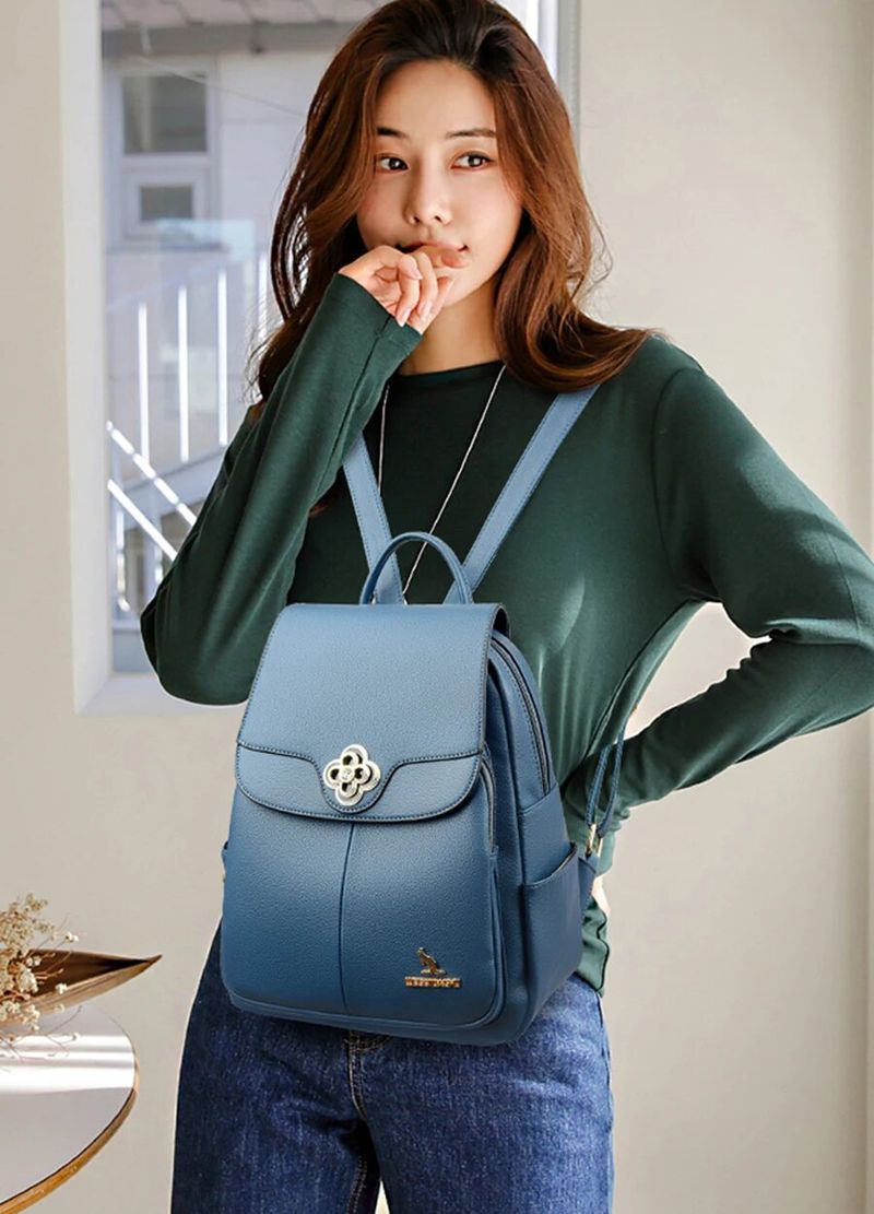 Zaino in vera pelle da donna Borsa a tracolla femminile di moda Sac a Dos Zaino da donna Mochilas Borse da scuola per adolescenti_voghion.com