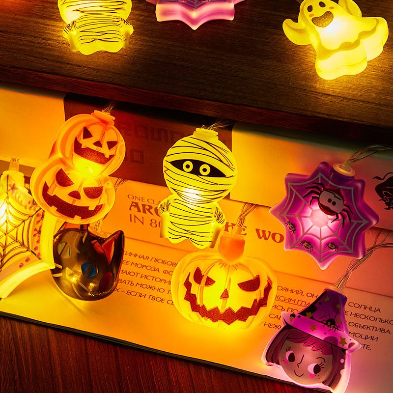RYYD Halloween Pumpkin Ghost LED Colorful Outdoor Spider Demon Atmosphere Decoration Arrangement String Lights_voghion.com