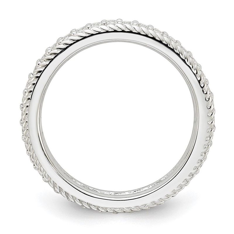 Sterling Silver Stack Exp Polished Created White Sapphire Eternity Ring_voghion.com