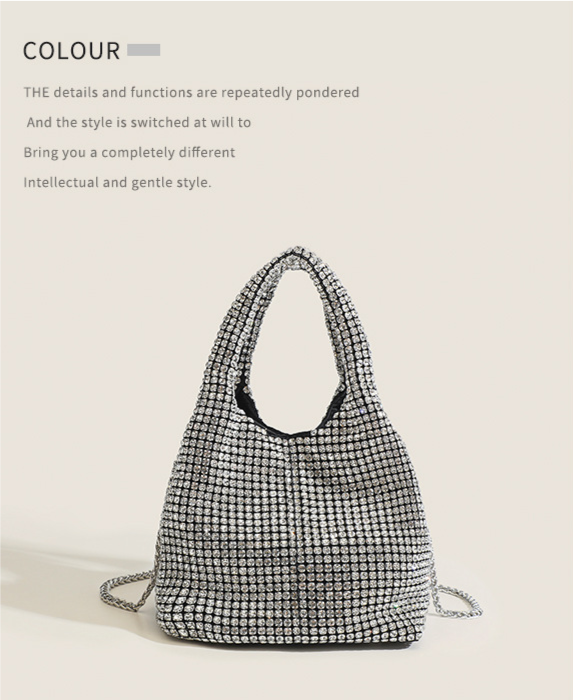 2024 neue Handtasche Damen Crossbody Glitzer funkelnder Gemüsekorb Strass Nischendesign Eimertasche_voghion.com