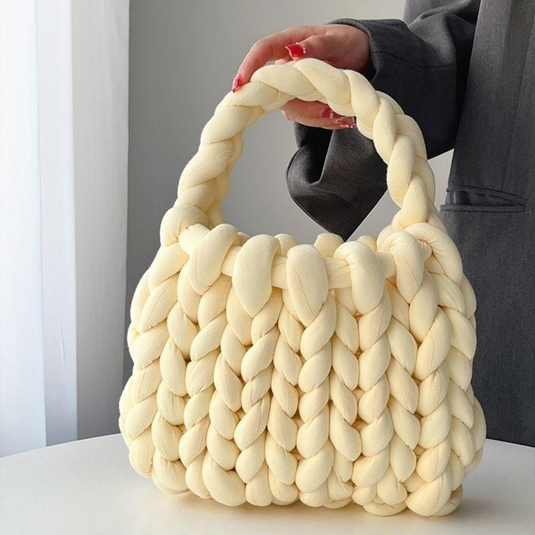 Borsa tessuta a mano fai-da-te in lana islandese super spessa, piccola borsa quadrata fatta a mano con ghiaccio freddo fatto in casa per la fidanzata_voghion.com