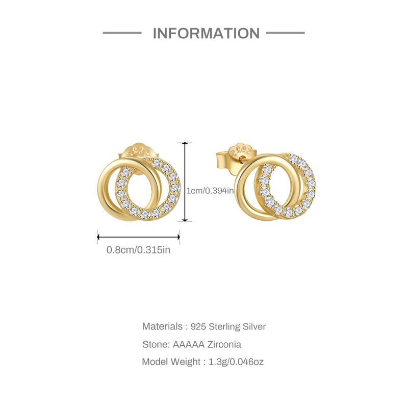 Women's Jewelry 925 Silver Niche Design Simple New Style Net Red Temperament Double Circle Earrings Earrings_voghion.com
