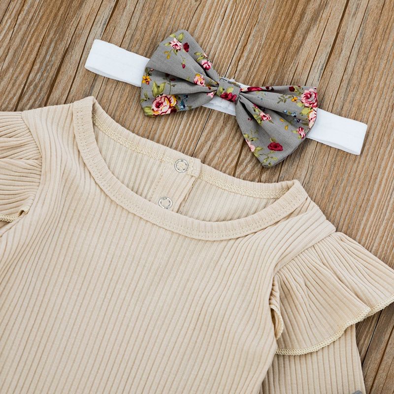 Abbigliamento per bambini per mamma e bambini Wish Popular Baby - Set di pantaloni a fiori color albicocca con fascia per capelli_voghion.com
