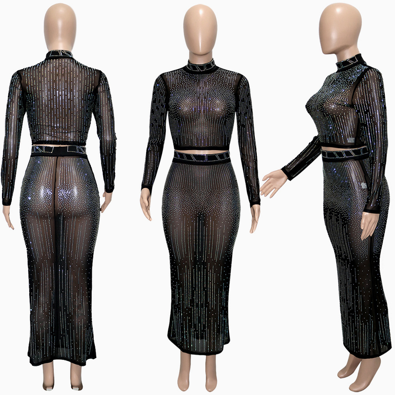 Women's Clothing Ball Gown Evening Dress Elegant Sexy Hot Diamond Skirt Suit_voghion.com
