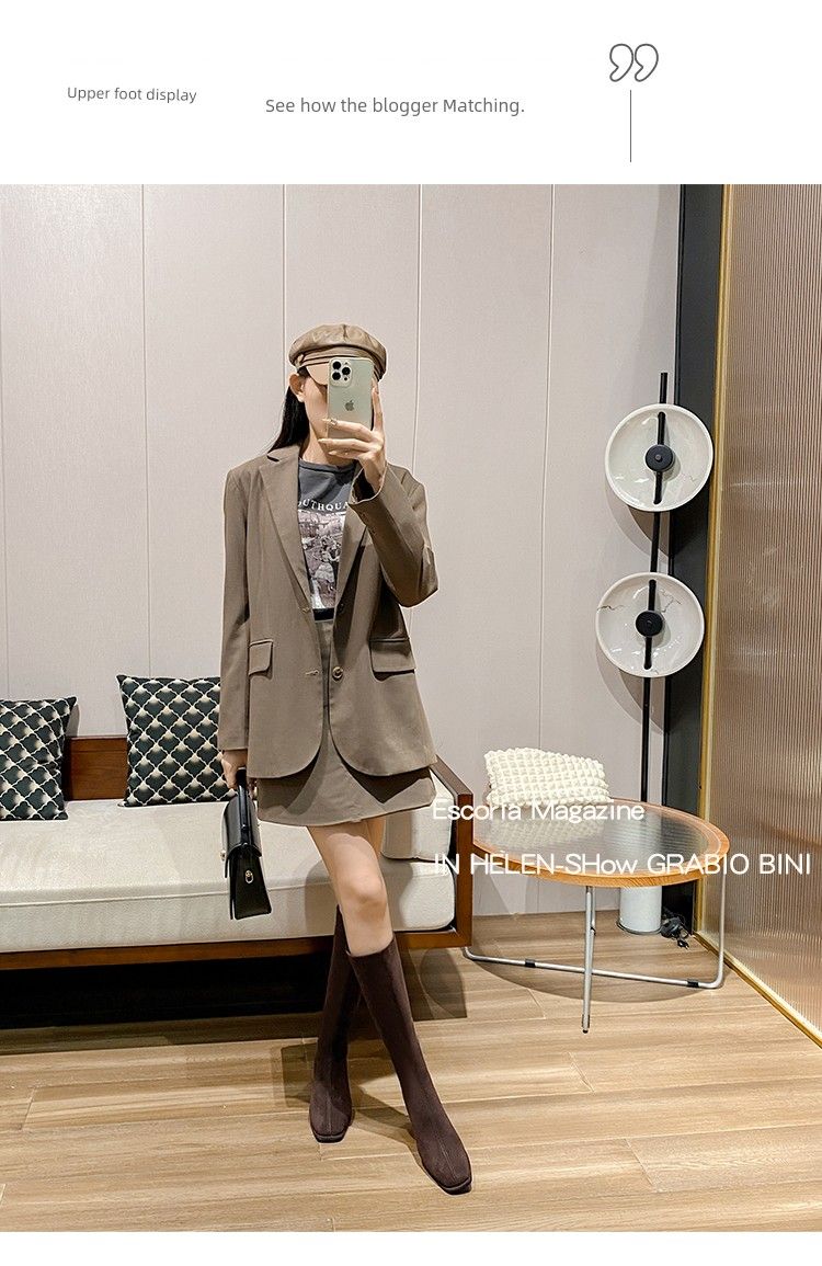 below The Knee Suede High Heel Square Head Shorty Long Boots_voghion.com