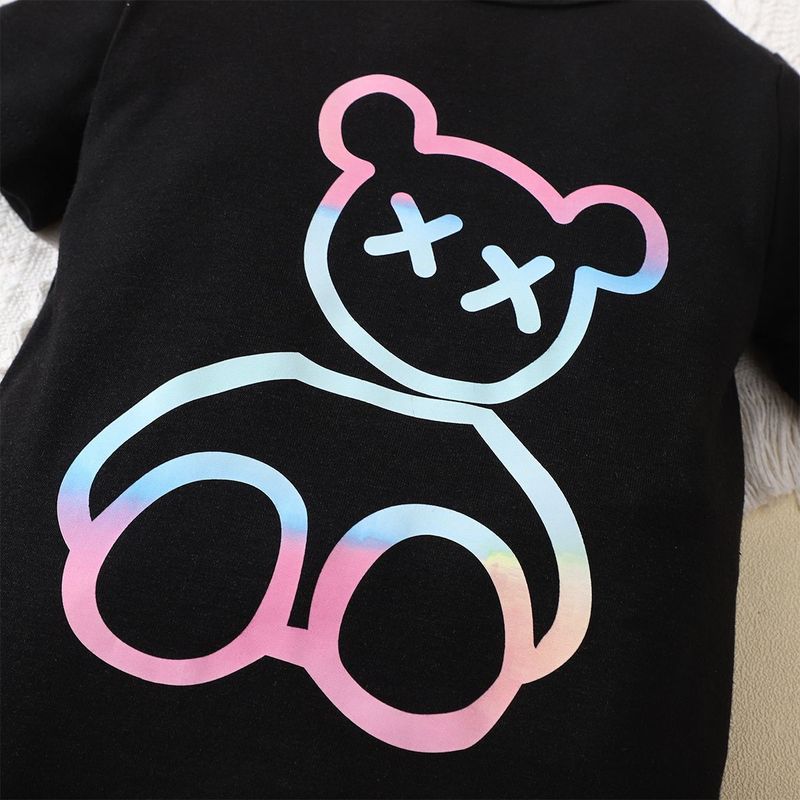 Madre e bambini INS neonato ragazzo cartone animato carino orso maniche corte cavallo aperto un pezzo casual gattonare vestiti tendenza_voghion.com