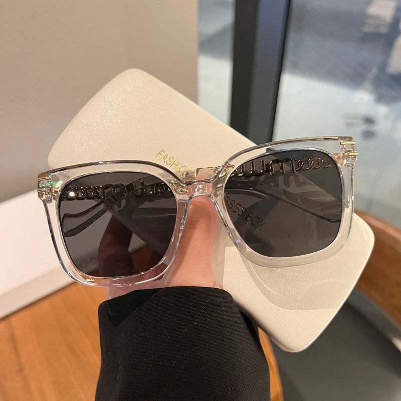 Spring And Summer New Transparent Brown Sunglasses For Women With Big Faces And Small Faces, Black Fashion Chain Sunglasses For Men_voghion.com