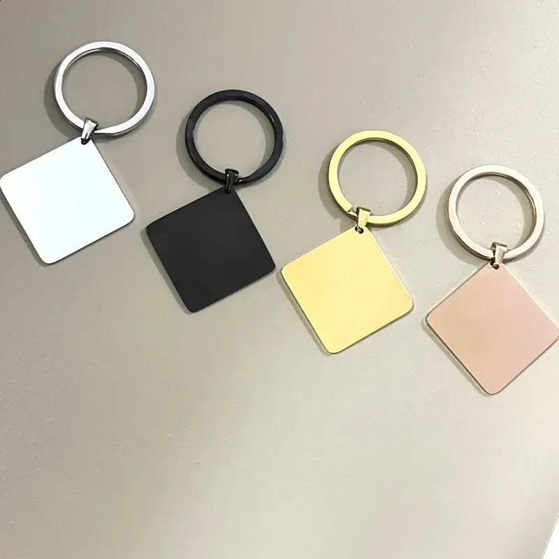 2025 304 Stainless Steel Keychain 10 Pieces Square Pendant Charm Mens Car 250418_voghion.com