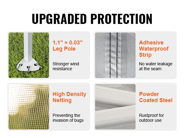 VEVOR Patio Gazebo, 11 x 11 FT Pop up Gazebo for 8-10 Person, with Mosquito Netting, Metal Frame, and PU Coated 250D Oxford Cloth, Outdoor Canopy Shel_voghion.com