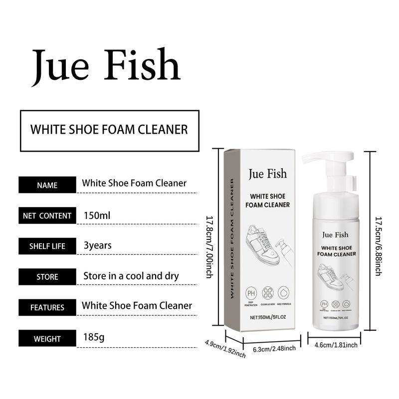 Jue-Fish White Shoe Foam Cleaner Cleans And Removes Stains And Brightens Multi-Functional Shoe Polish Foam Cleaner_voghion.com