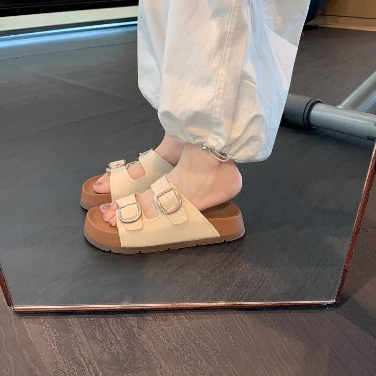 Buty w stylu Mom z owczej skóry w kolorze winogronowym, podwyższające wzrost o 3,5 cm, leniwe, okrągłe palce, pasek z podwójną klamrą, plażowe, outdoorowe, nowe damskie_voghion.com