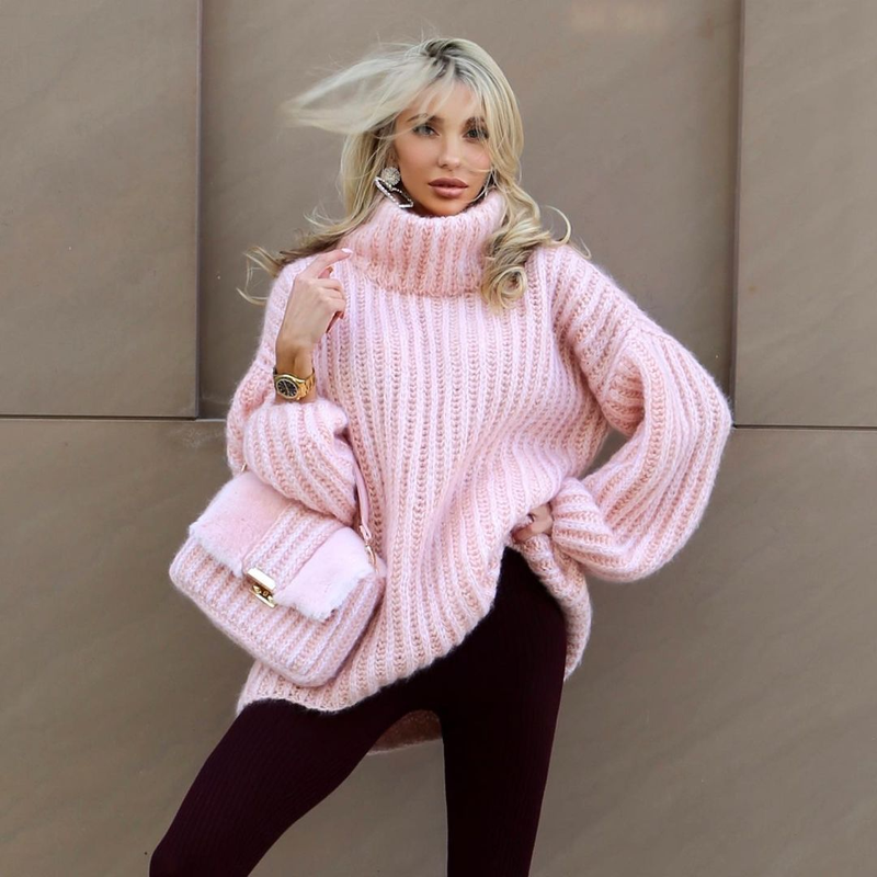 Maglione pullover da donna Maglione gonfio da donna a maniche lunghe_voghion.com