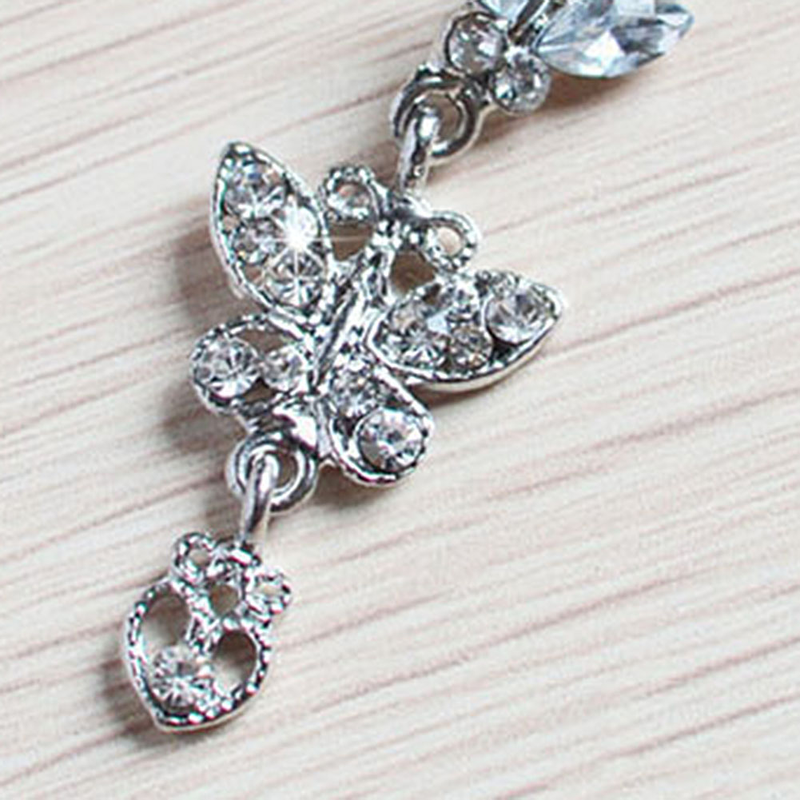 Yamaler Moda Strass Farfalla Ciondola Pancia Ombelico Bottone Curvo Anello Bilanciere_voghion.com